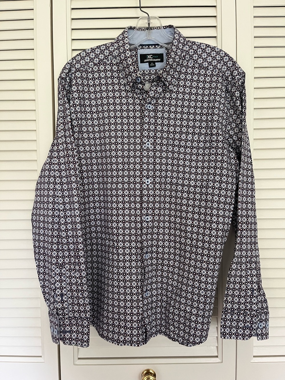 Johnson & Murphy XC flex geometric print button down shirt